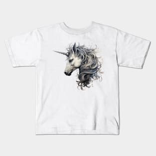 Wavy haired unicorn Kids T-Shirt
